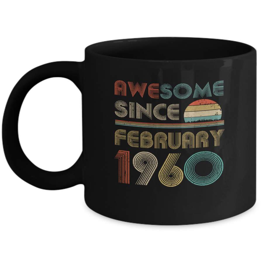 Awesome Since February 1960 Vintage 60th Birthday Gifts Mug