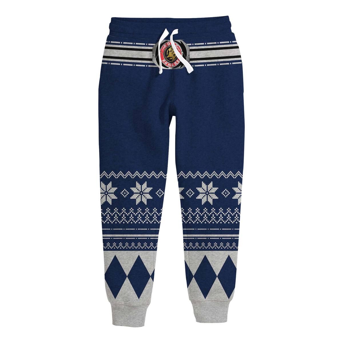 3D Mighty Morphin Power Ranger Blue Ugly Christmas Custom Kid Sweatpants