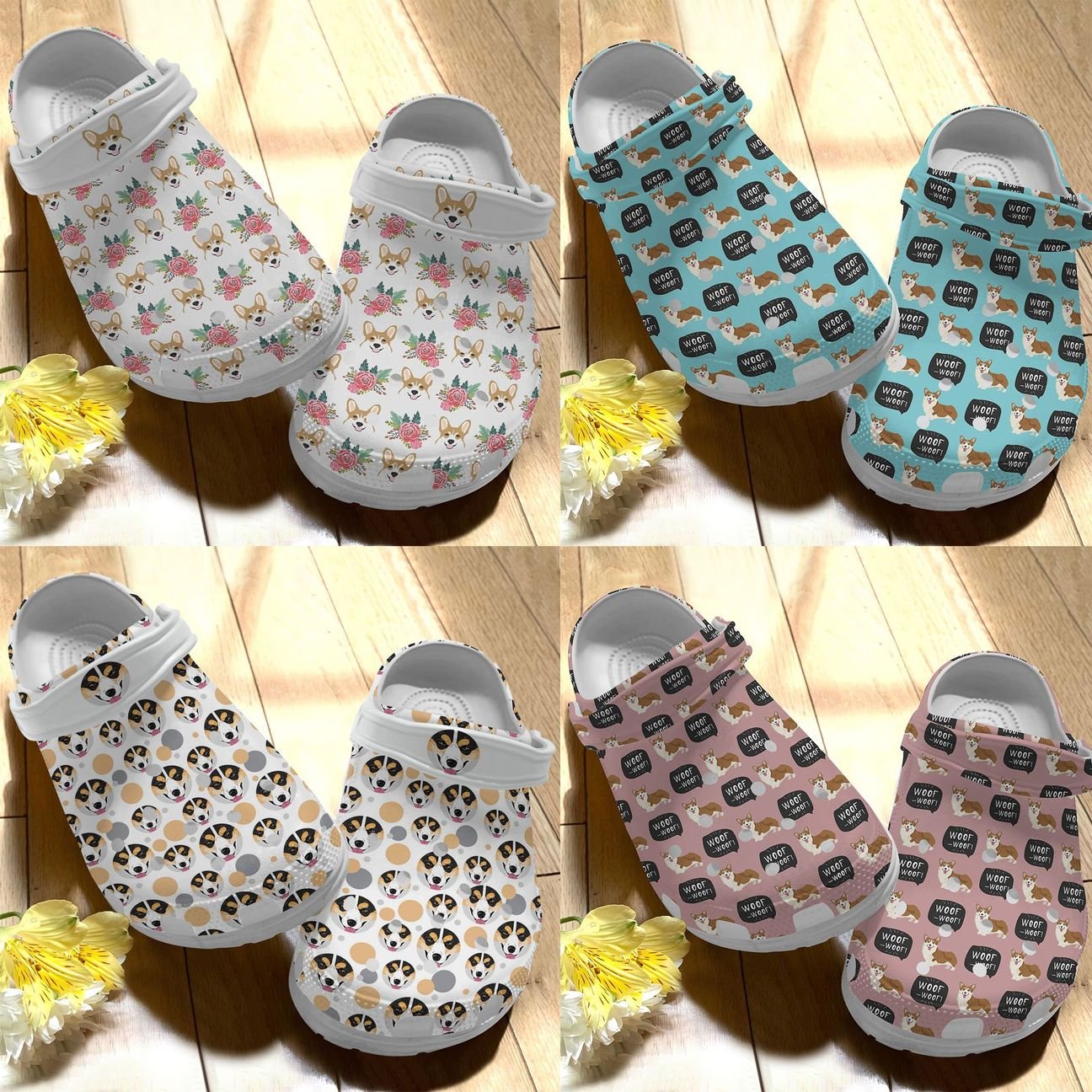 Corgi Personalize Clog, Custom Name, Text, Fashion Style For Women, Men, Kid, Print 3D Cute Corgi Pattern