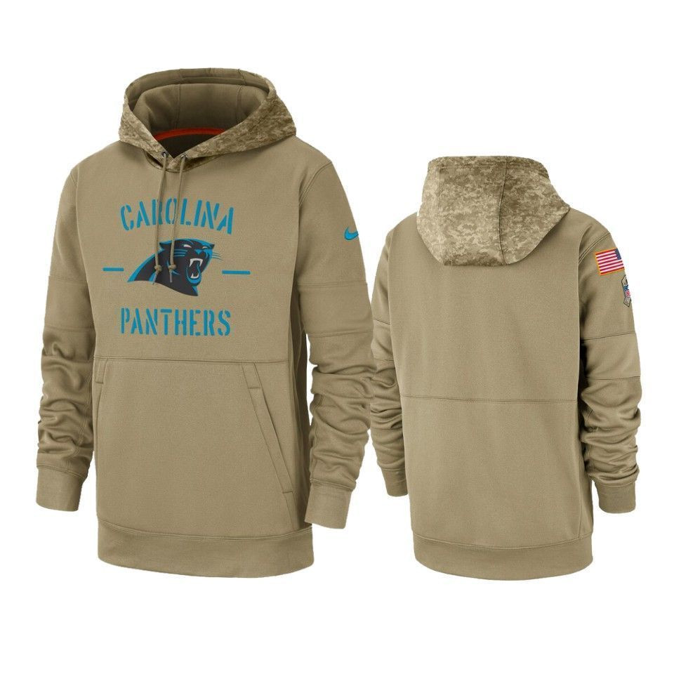 Carolina Panthers 2019 Salute To Service Tan Sideline Therma Hoodie