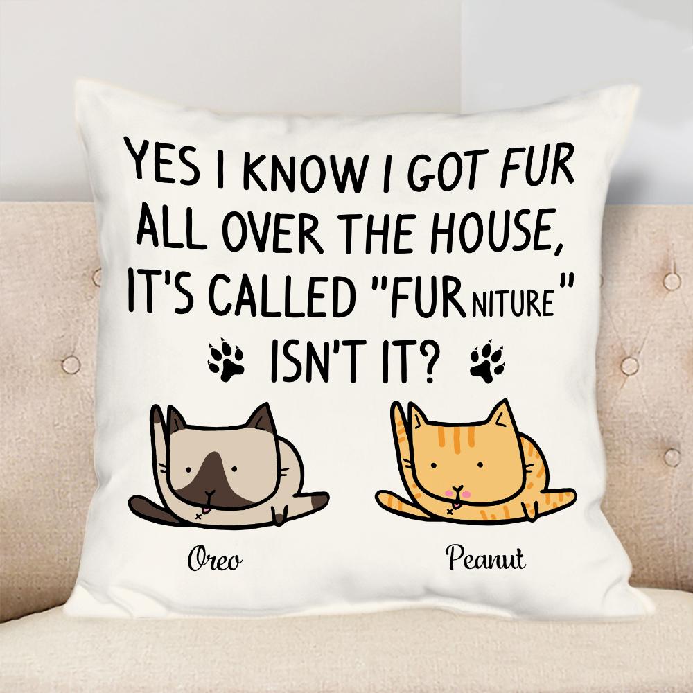 Customized Pillow Cats I Know I Got Fur Furniture All Over The House Humor Joke Kitten Saying Bespoke Christmas Gift Idea