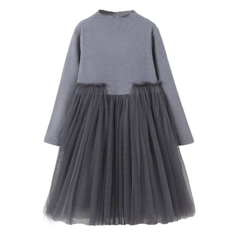 Spring Autumn 2022 Black Girl Dress Patchwork Tutu Mesh Dress Long Sleeve Retro Birthday Party Vestidos Teen Girls Clothing alx