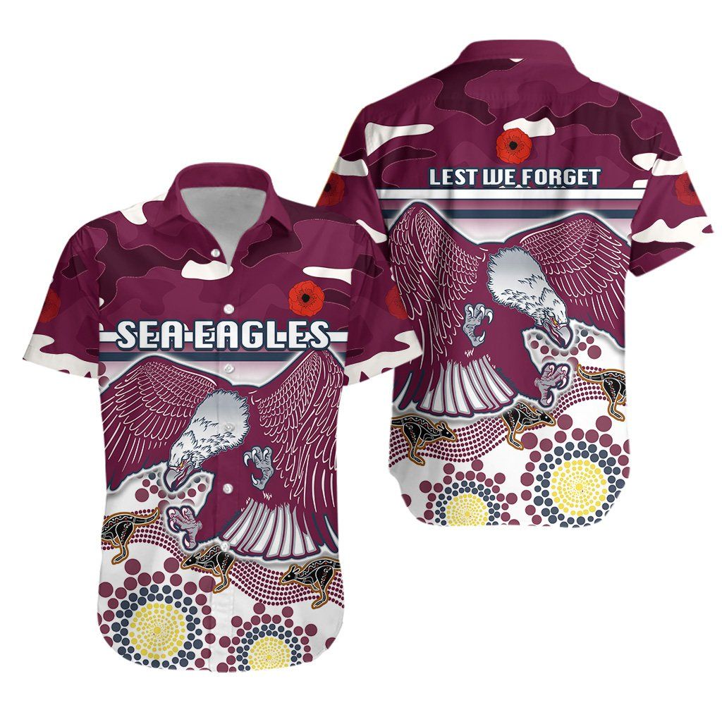 Sea Eagles Anzac Day Hawaii Shirt Simple Indigenous Camouflage Ha45948