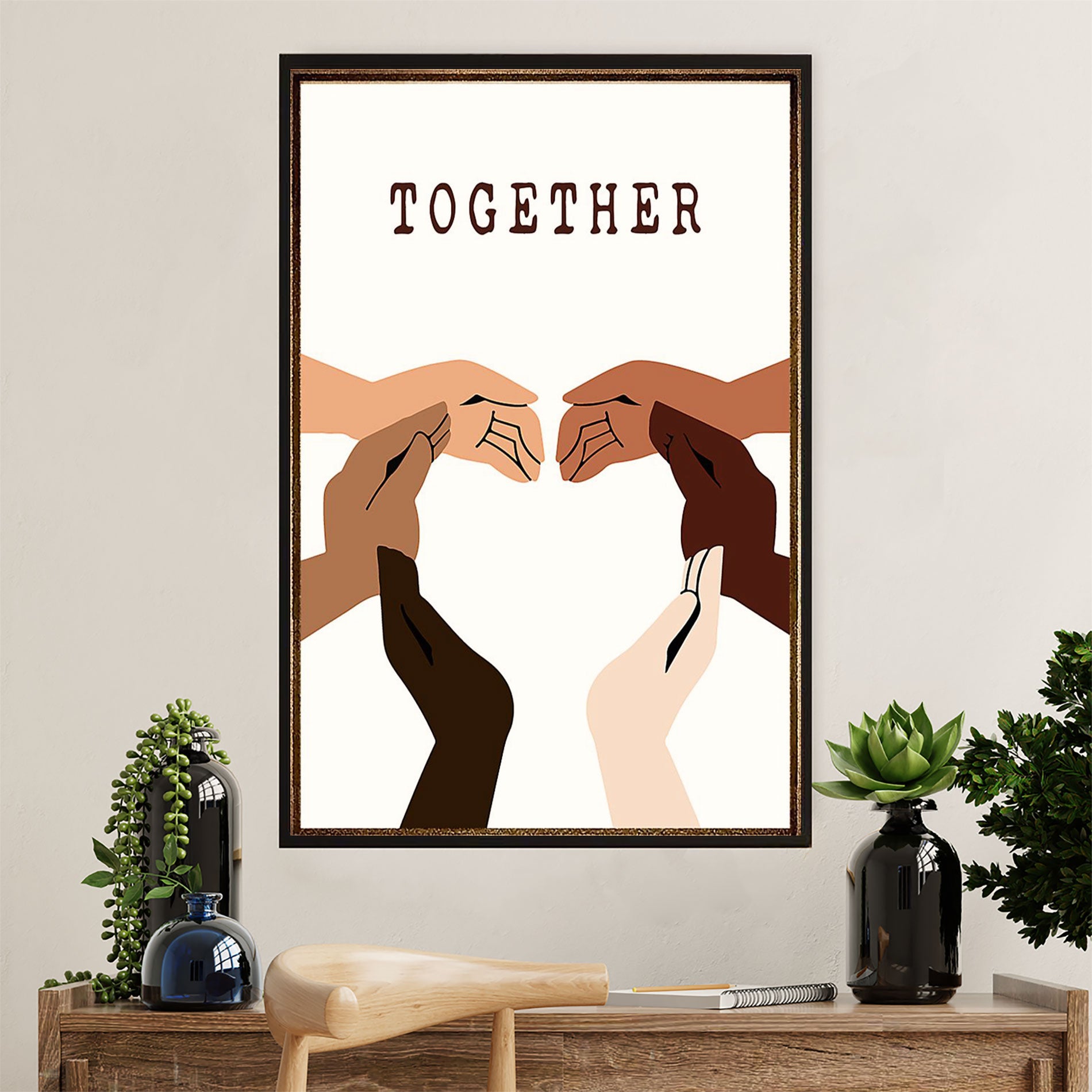 African American Afro Poster Prints | Together We Are | Wall Art Gift For Black Girl