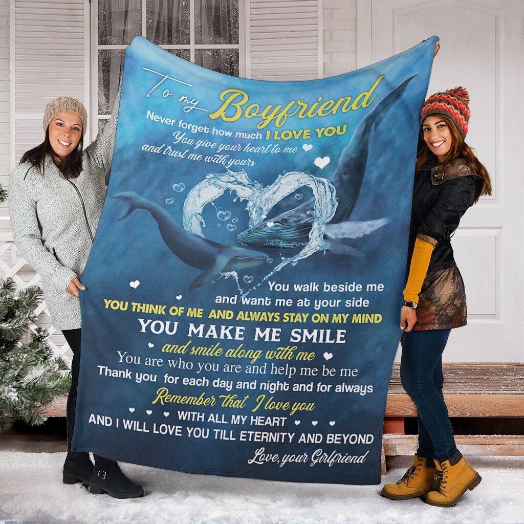 Personalized To My Boyfriend Whales Fleece Blanket From Girlfriend Never Forget How Much I Love You Great Customized Blanket For Birthday Christmas Thanksgiving