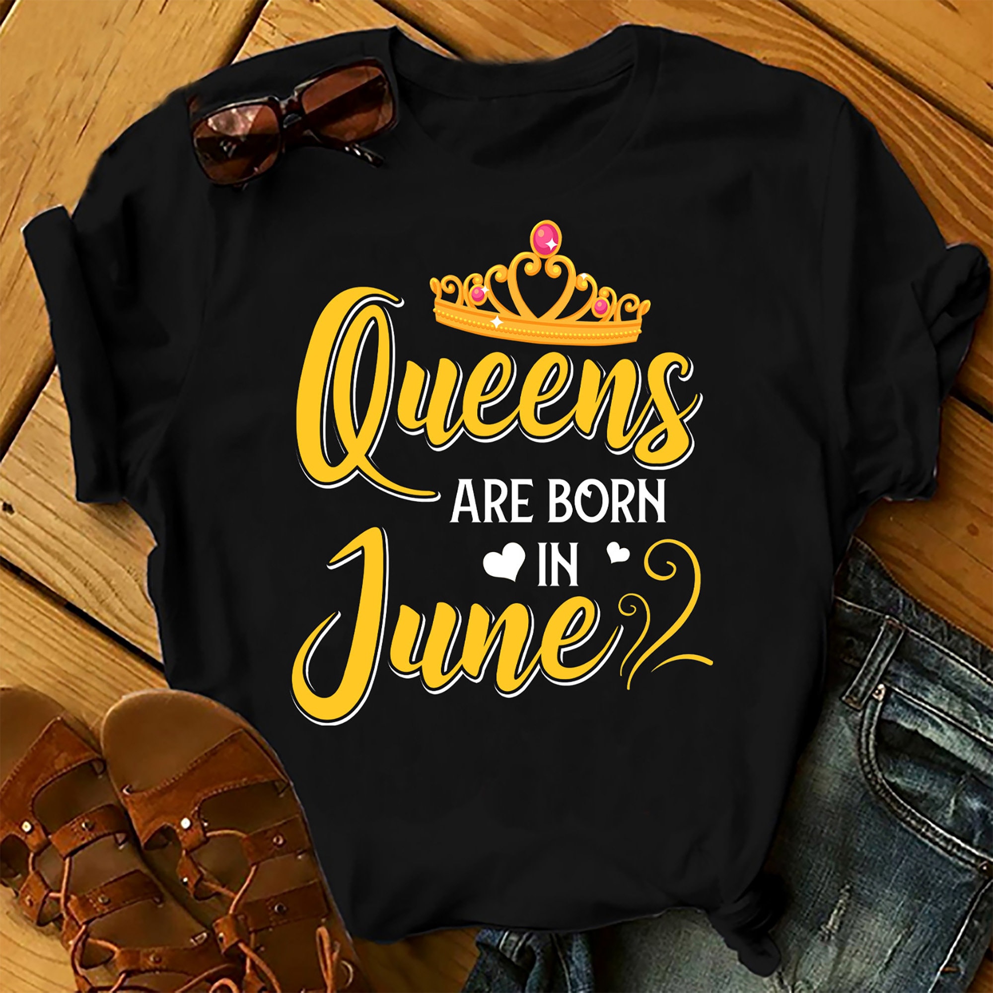 Personalised Custom Birthday Month T-shirt Queens Are Born In June Shirts Women Birthday T Shirts, Summer Tops Beach T Shirts