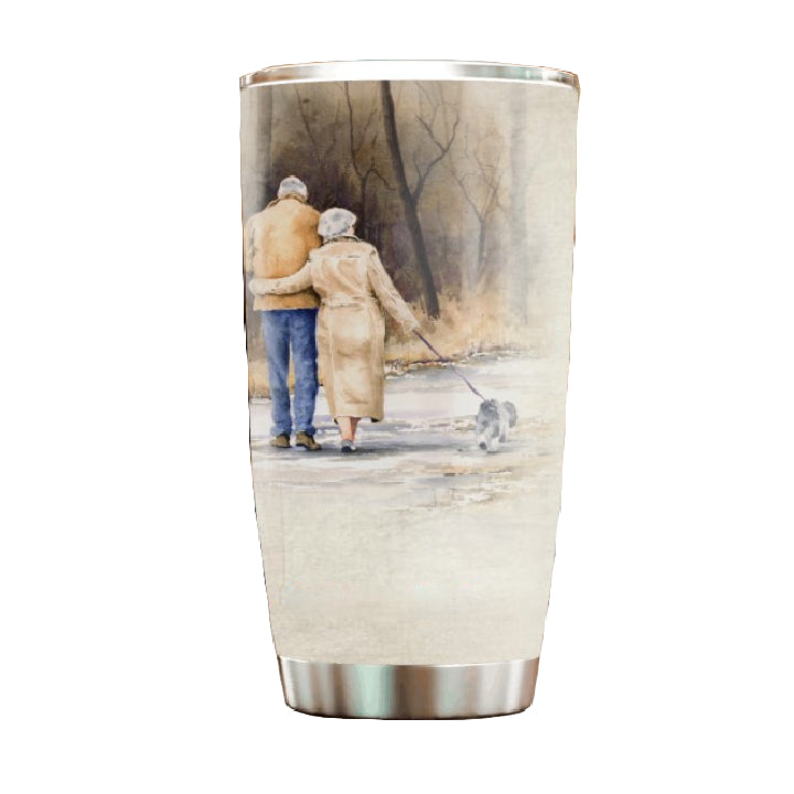 Old Couple I Had You And You Had Me Gift For Grandparents Stainless Steel Skinny Tumbler Bulk, Double Wall Vacuum Slim Water Tumbler Cup With Lid, Reusable Metal Travel Coffee Mug
