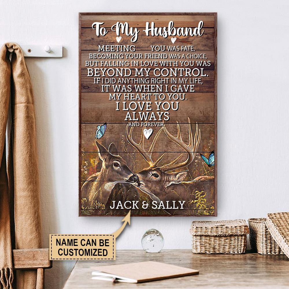 Aeticon Gifts Personalized Deer To My Husband Meeting You Canvas Mom Dad Gift Home Decor