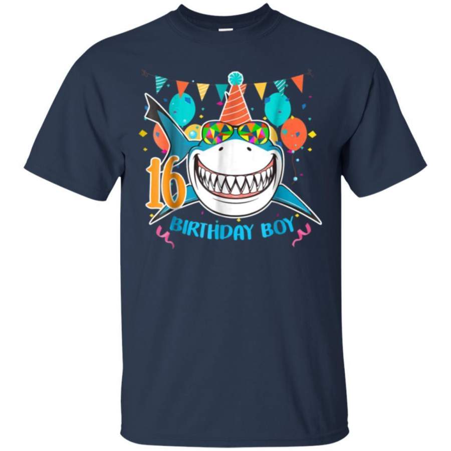 AGR Shark 16 Years Old  16th Birthday Gift Funny For Boy Shirt Jaq T-shirt