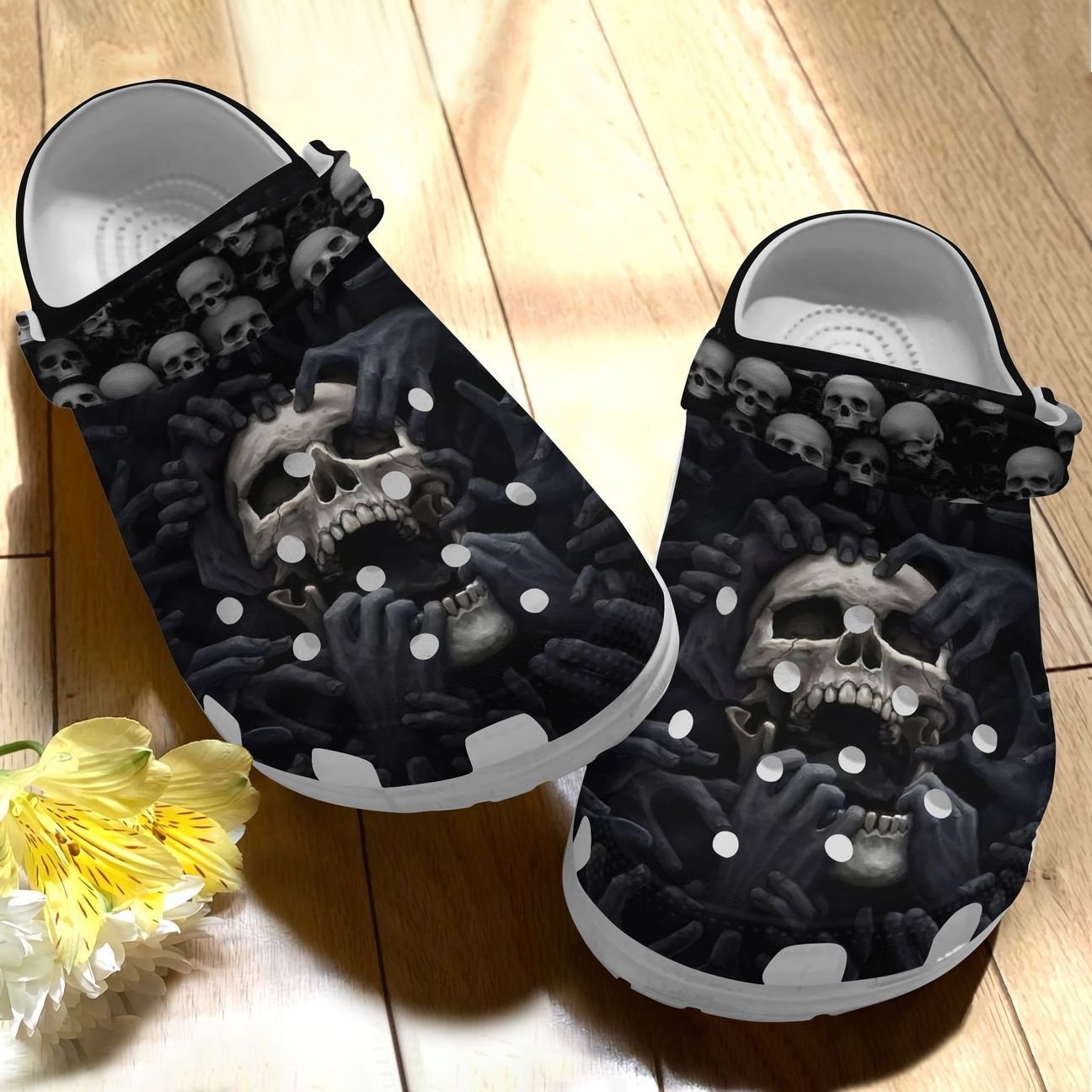 Skull Personalize Clog, Custom Name, Text, Fashion Style For Women, Men, Kid, Print 3D 2.0