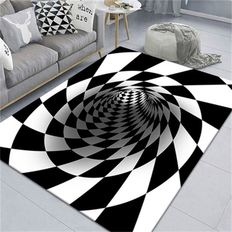 3D Halloween Rug Polyester Clown Trap Vision Rug Floor Mat Horror Swirl Halloween Party Living Room Bedroom Home Decor alx Anlibuy Fashion