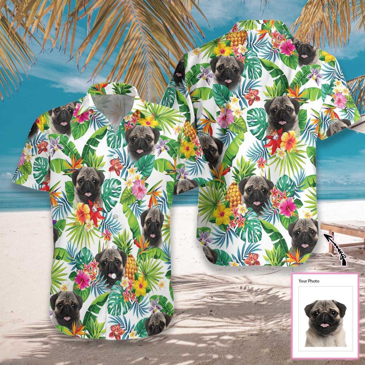 Dog And Tropical Pineapple Custom Photo Hawaii Shirt For Men Women Ha68999