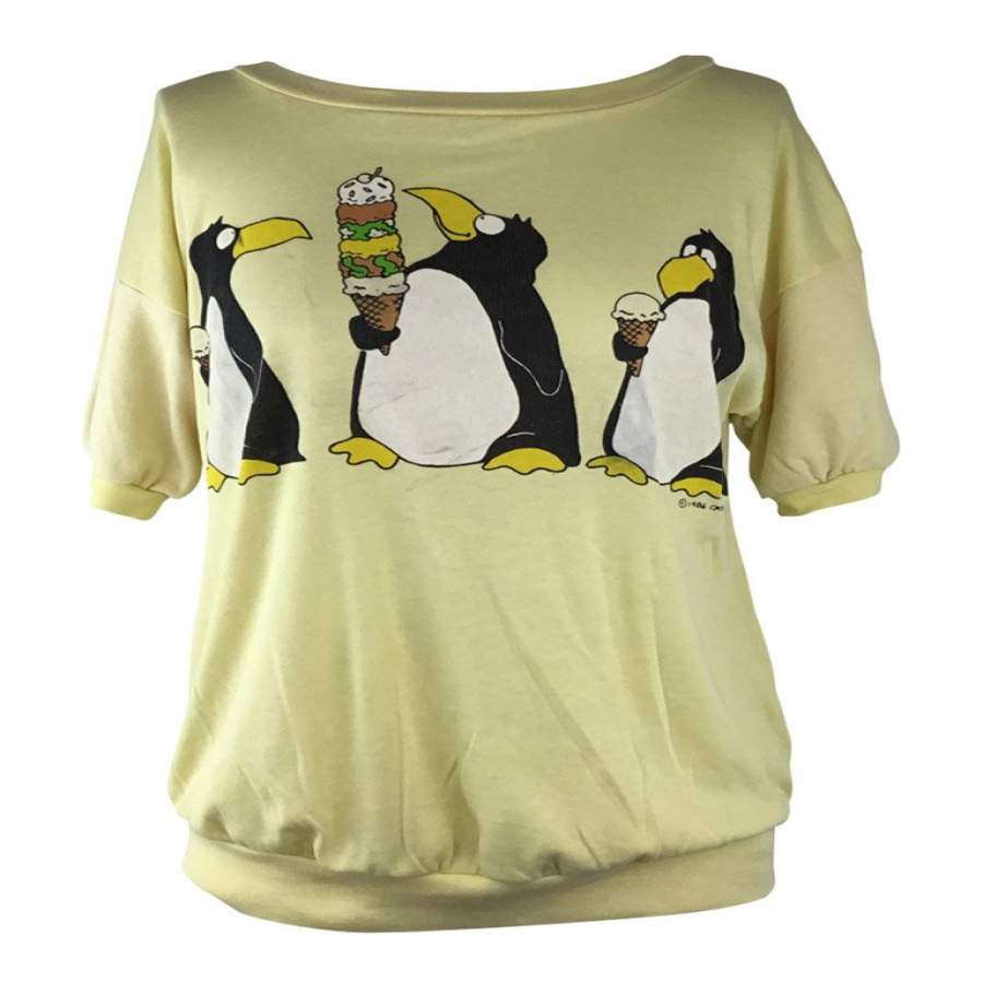 Vintage Penguin Ice Cream Graphic Tshirt T0726