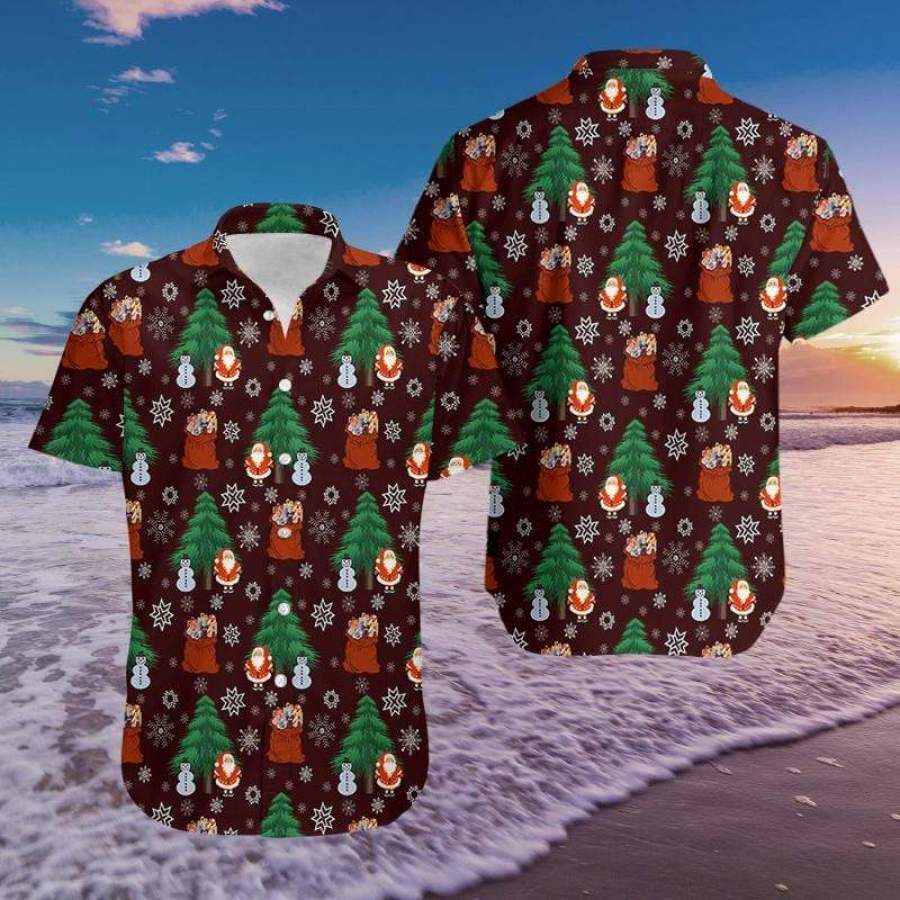 Hawaii Aloha Shirts Christmas Tree Snowman And Santa Claus Ha10465