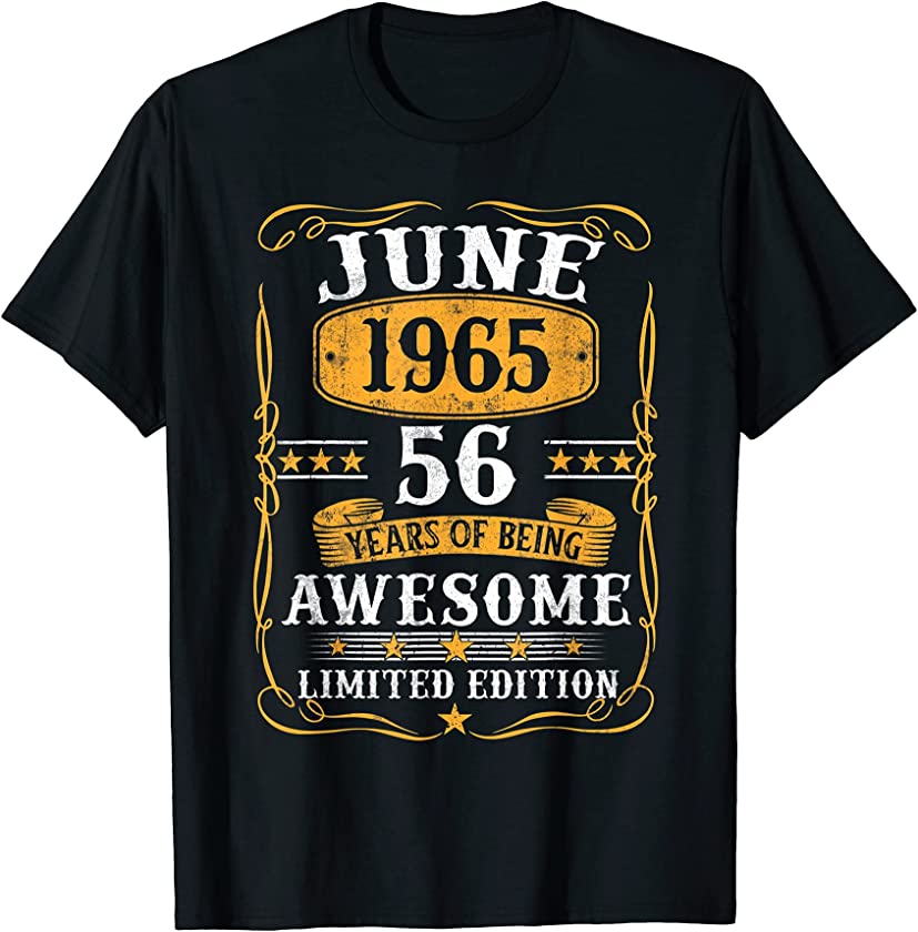 56 Years Old Gifts Vintage June 1965 56Th Birthday Gift T-Shirt