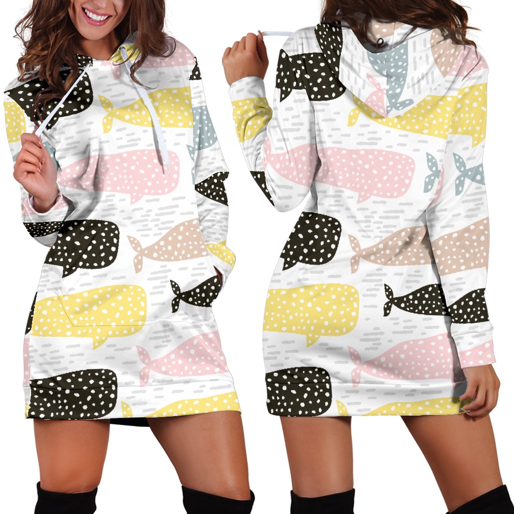 Whale Dot Pattern Women’S Hoodie Dress