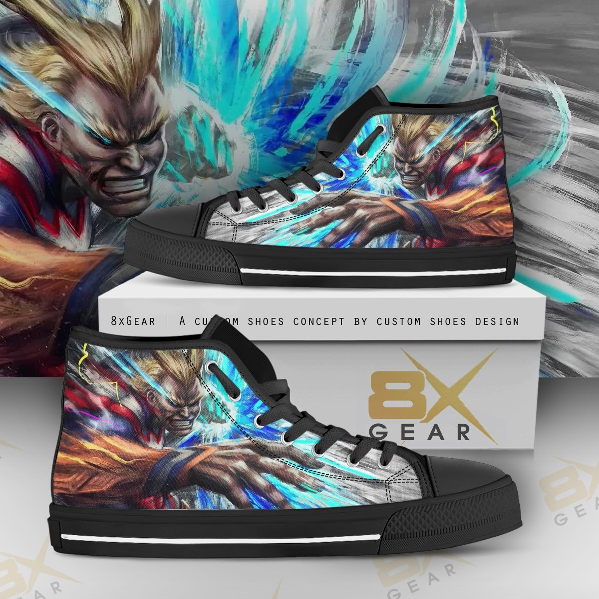 All Might Hi Top Sneakers My Hero Academia Anime Shoes Design Gift