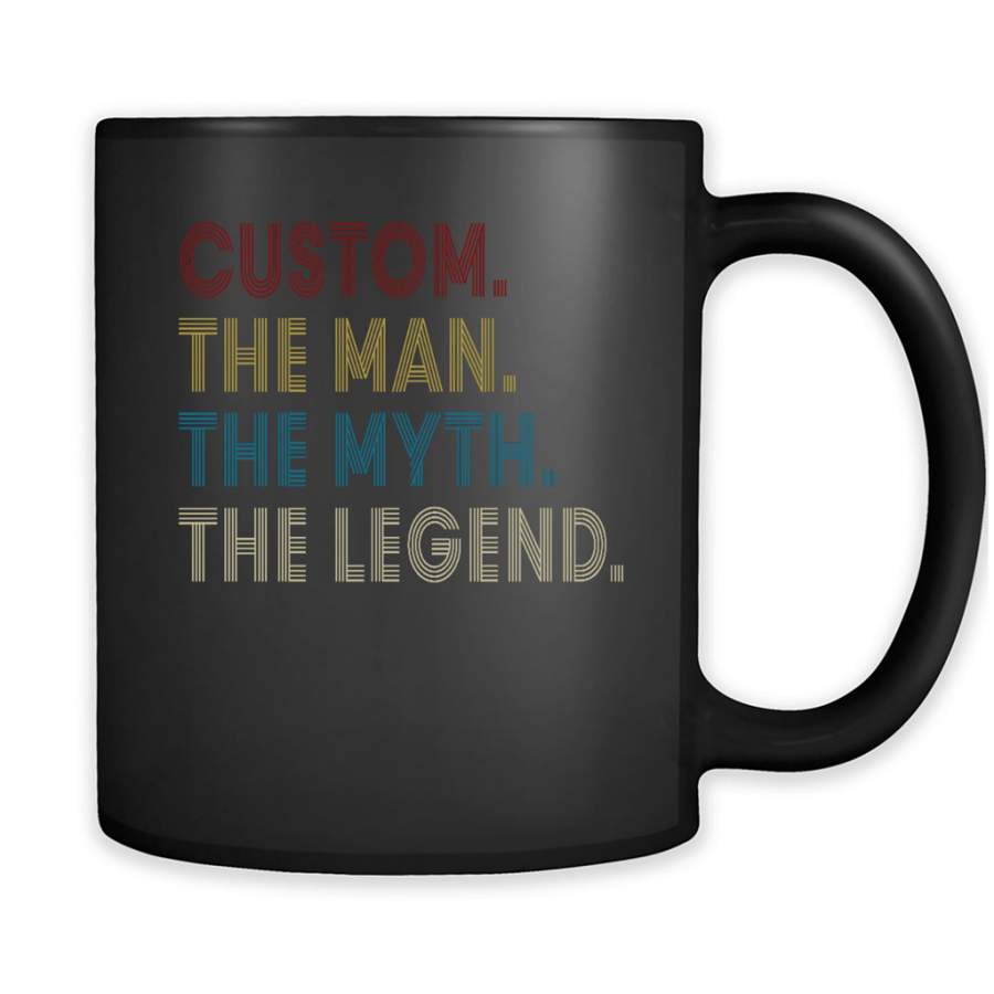 Custom The Man The Myth The Legend, Vintage Retro – Full-Wrap Coffee Black Mug