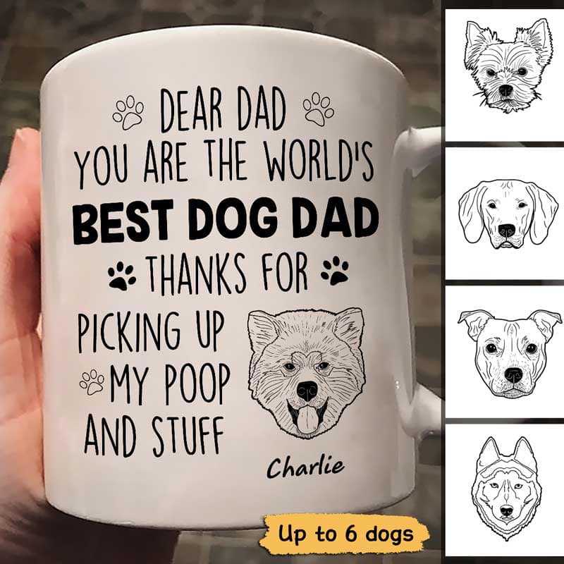 Dear World‘S Best Dog Dad Dog Head Outline Personalized Mug