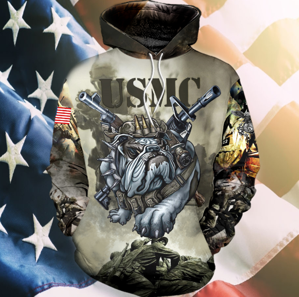 BeKingArt 3D Veteran USMC Marine Bulldog Semper Fi