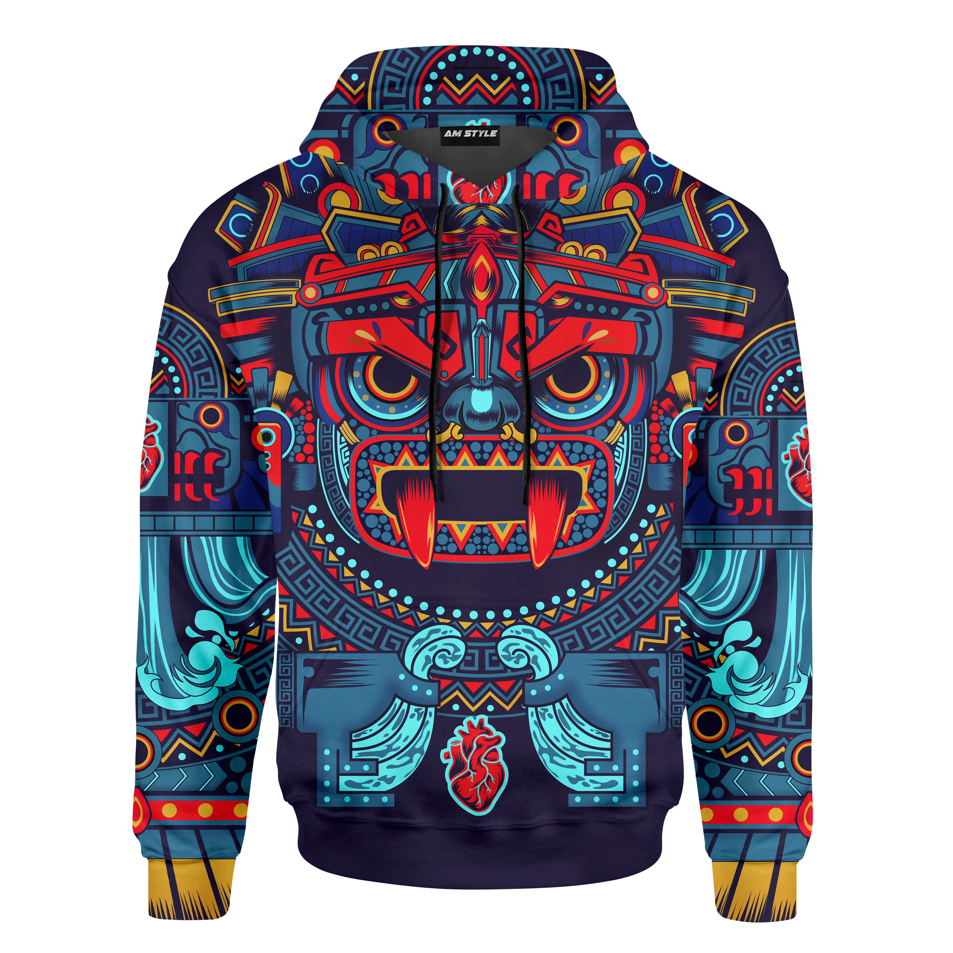 Aztec Tlaloc Sun God Aztec Mexican Mural Art Customized 3D All Over Printed Shirt – Am Style Design