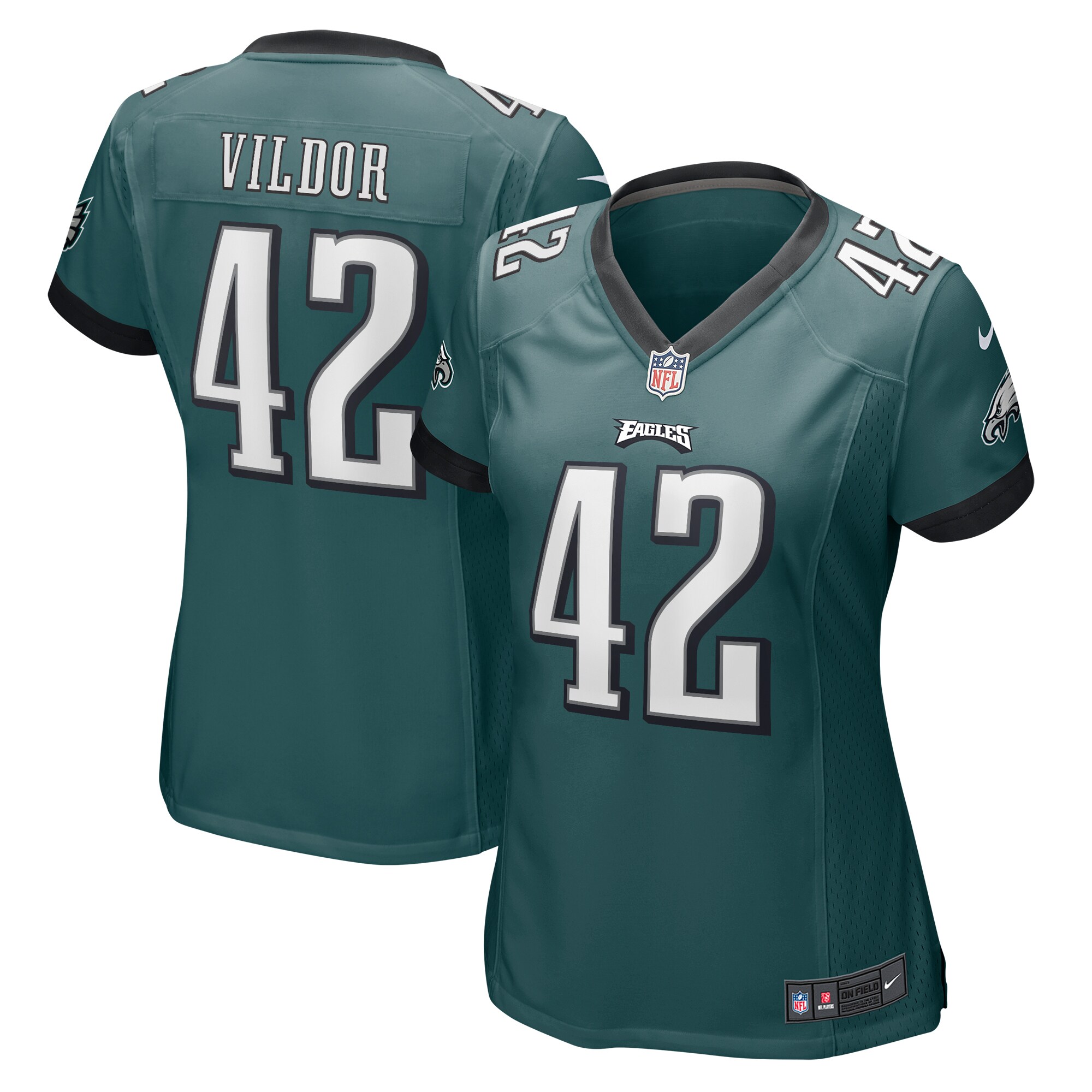 Women’s Philadelphia Eagles Kindle Vildor Midnight Green  Game Jersey