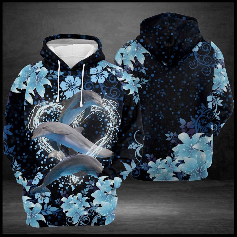 Dolphin Floral T1808 – All Over Print Unisex Hoodie