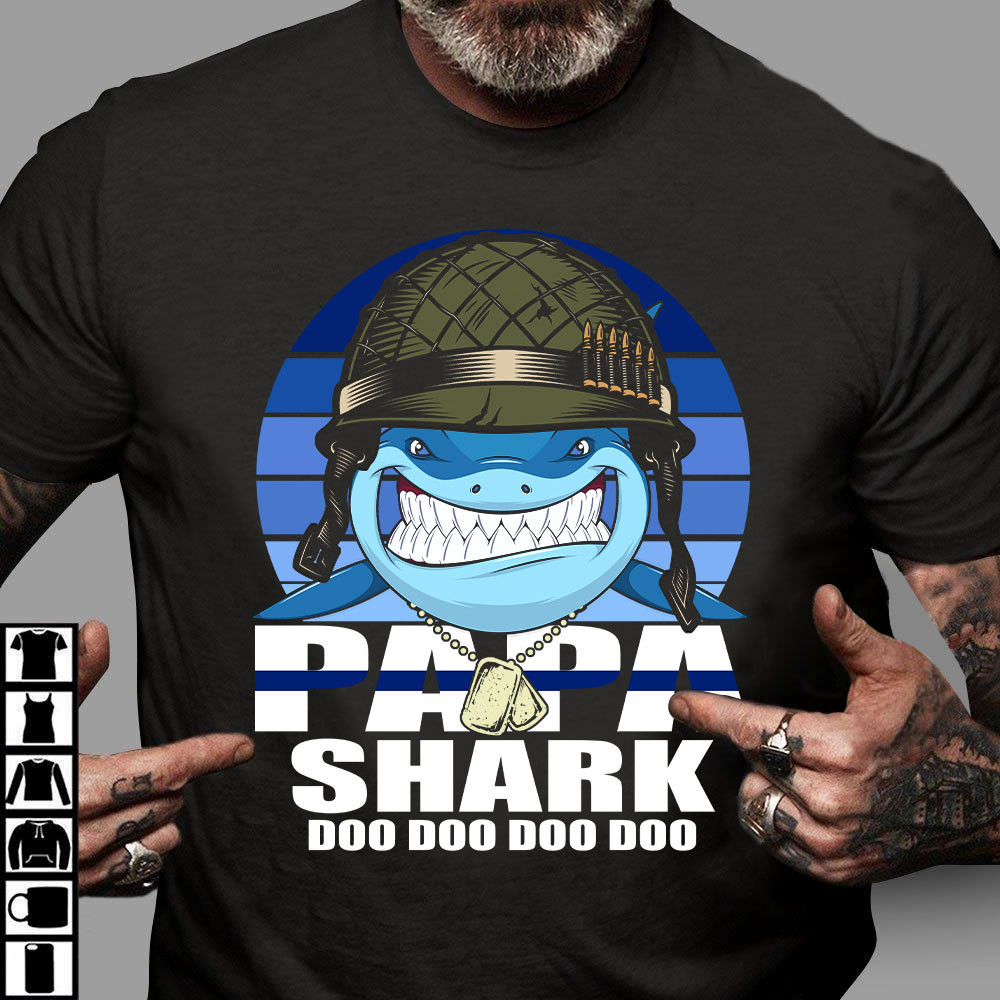 Coast Guard Papa Shark Doo Doo Doo Father’S Day T-Shirt