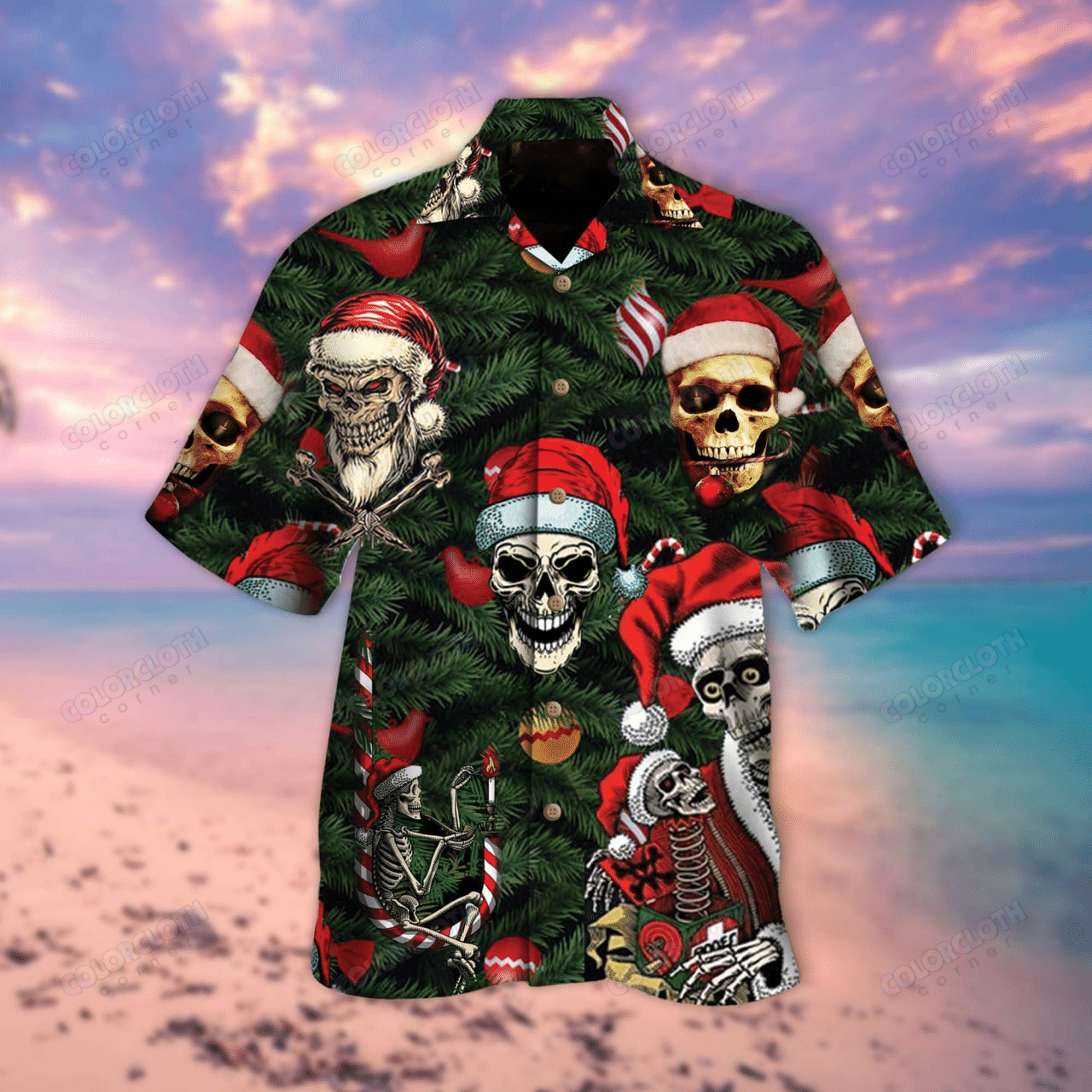 Santa Skull Christmas Hawaii Shirt Ha95271