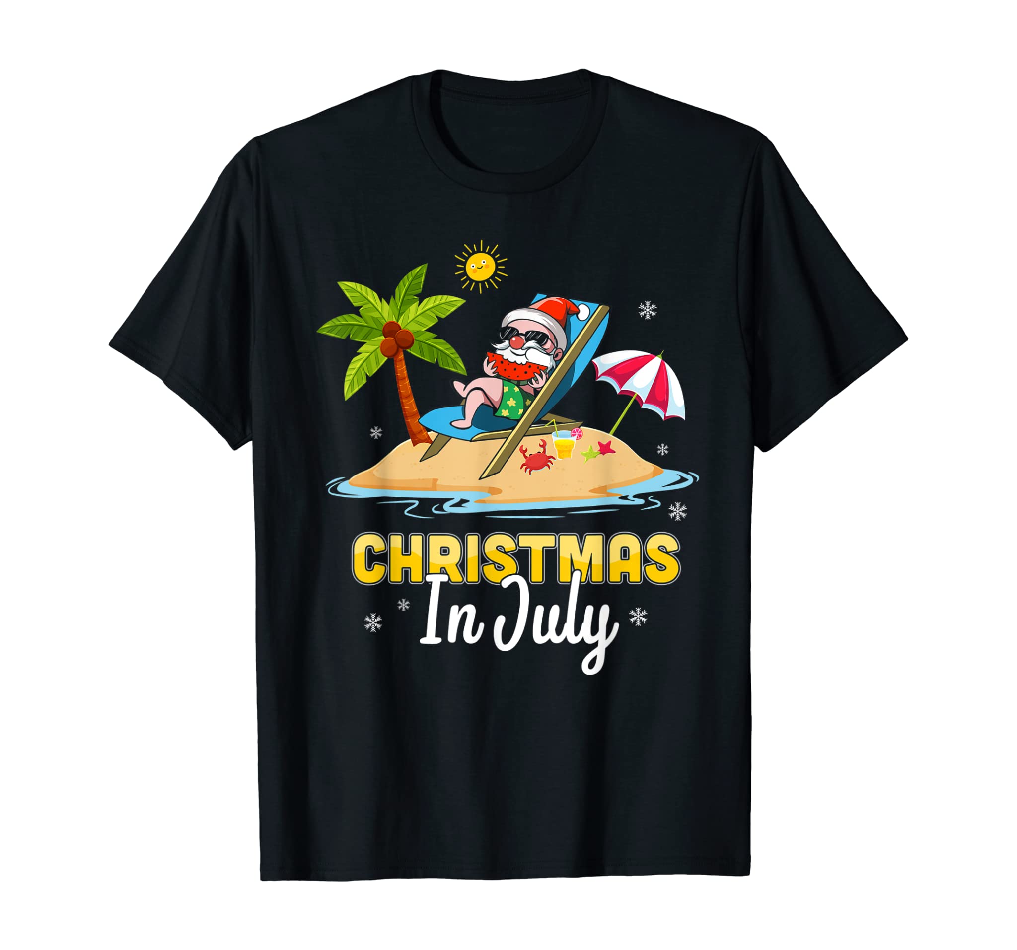 Christmas In July T-Shirt Santa Claus Beach Watermelon Gifts T-Shirt