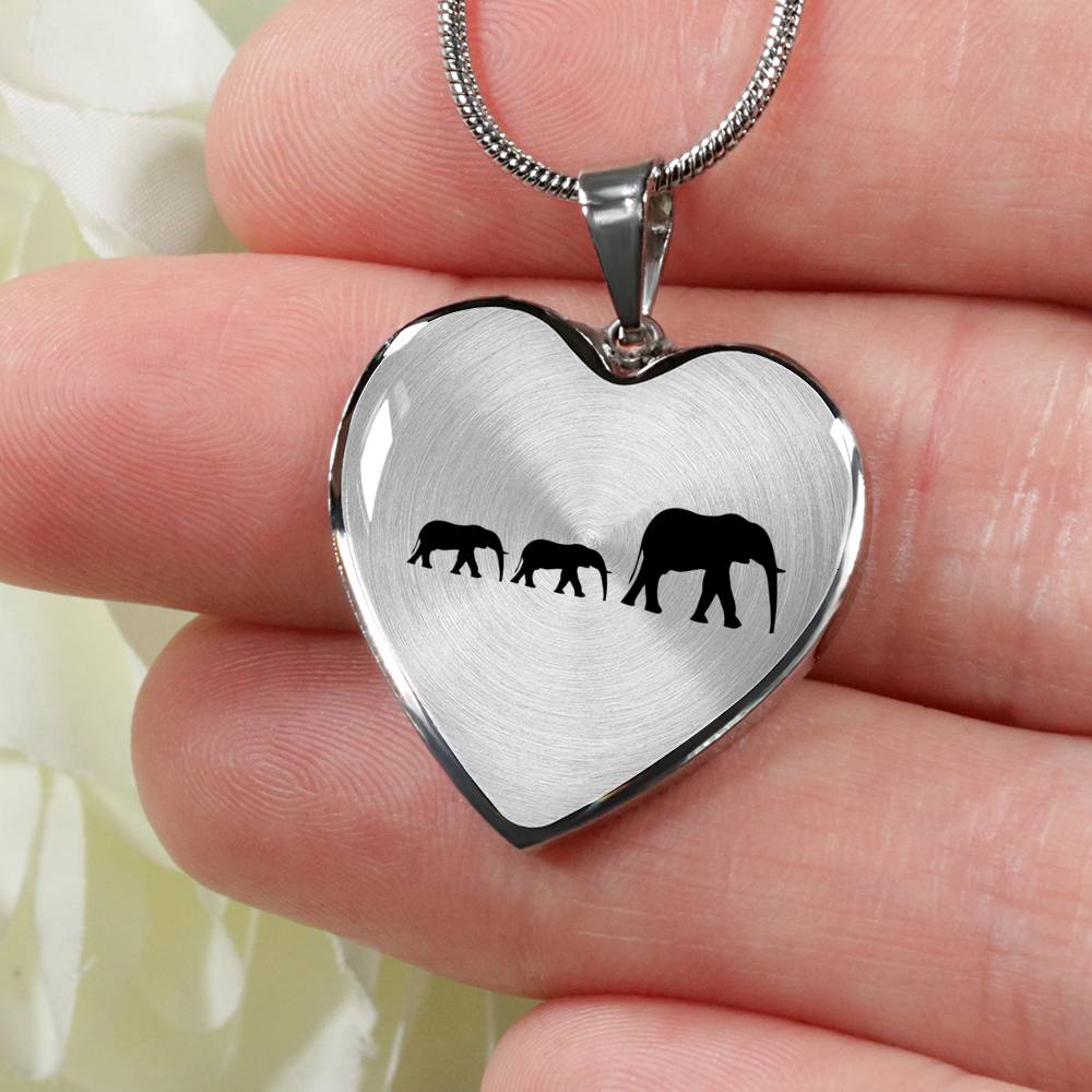 Personalized Elephant Mom + 2 Babies – Necklace