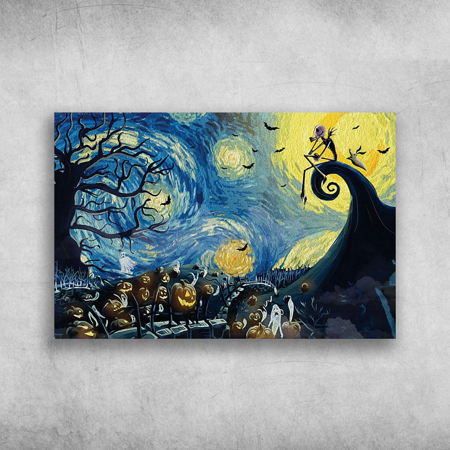 Jack Skellington Halloween Starry Night – Vincent Van Gogh Starry Night Posters Canvas Prints Wall Art