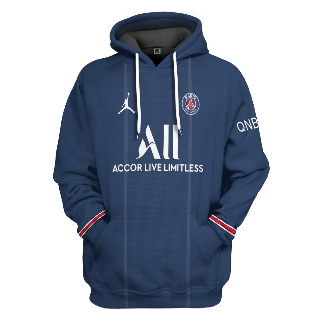 3D Blue Mes Psg Custom Name Custom Number Tshirt Hoodie Apparel
