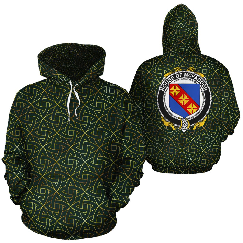 McFadden Family Crest Ireland Background Gold Symbol Hoodie K9 