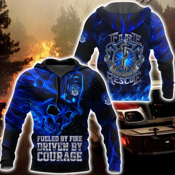 Blue Skull Firefighter Hoodie Shirts For Men And Women Dd05122001Hhnd