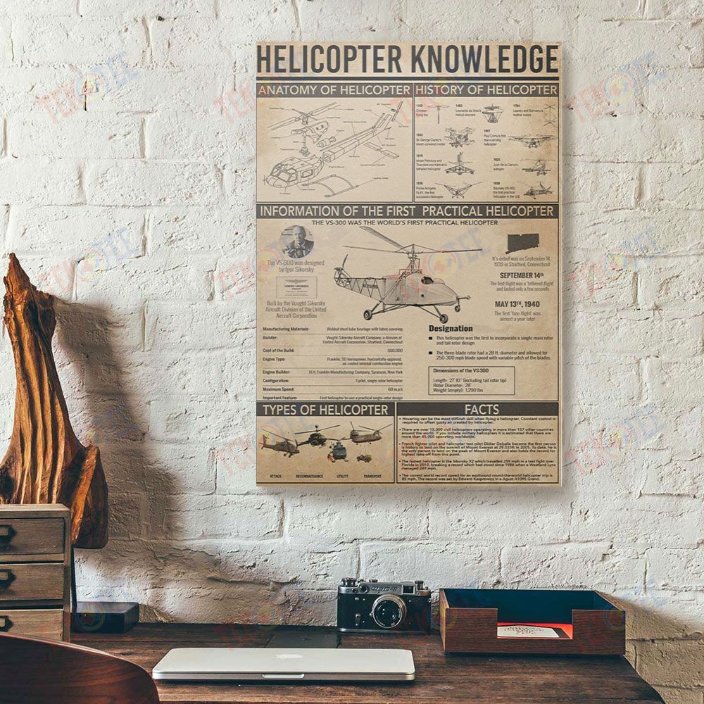 Canvas Wall Art Pilot Helicopter Knowledge Gallery Wrapped Canvas Minimalist Wall Art