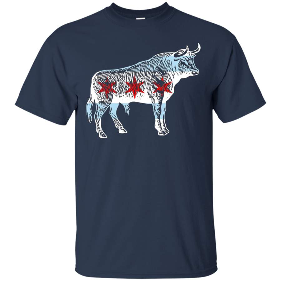 AGR Bull Custom Chicago Flag Distressed City Lover T Shirt