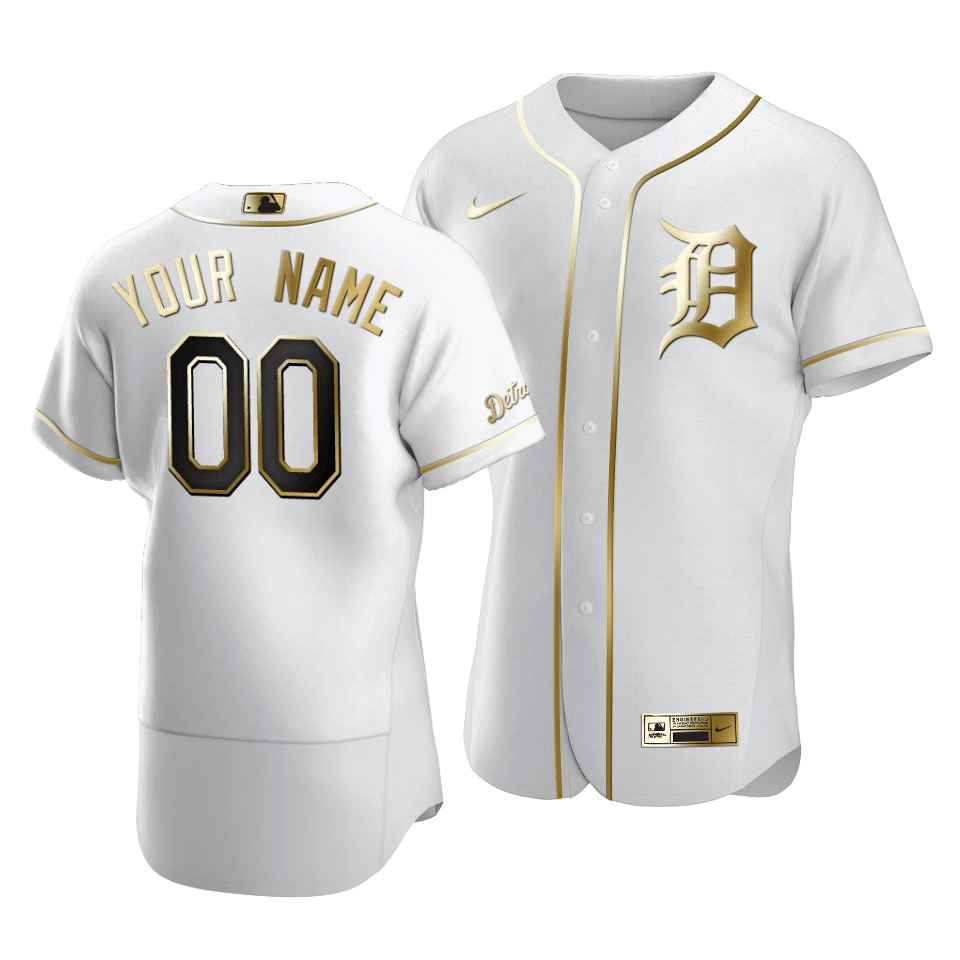 Tigers Custom #00 Golden Edition White  Jersey