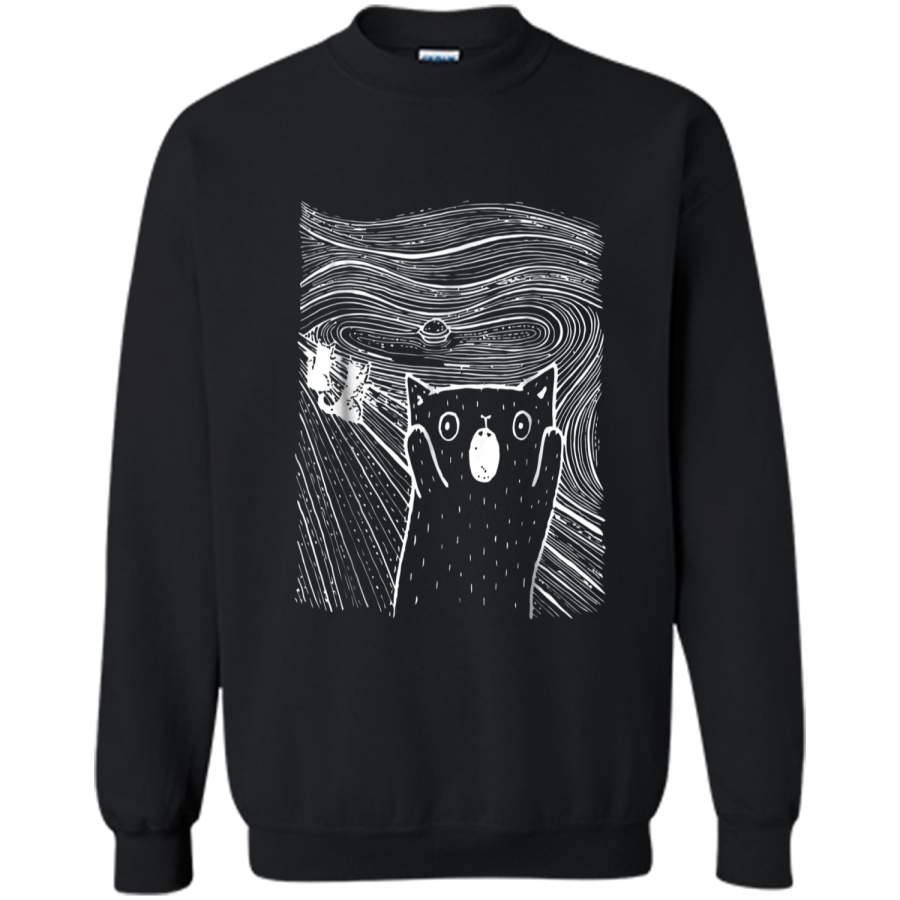 Van Gogh’s The Scream Cat Kitten  Printed Crewneck Pullover Sweatshirt