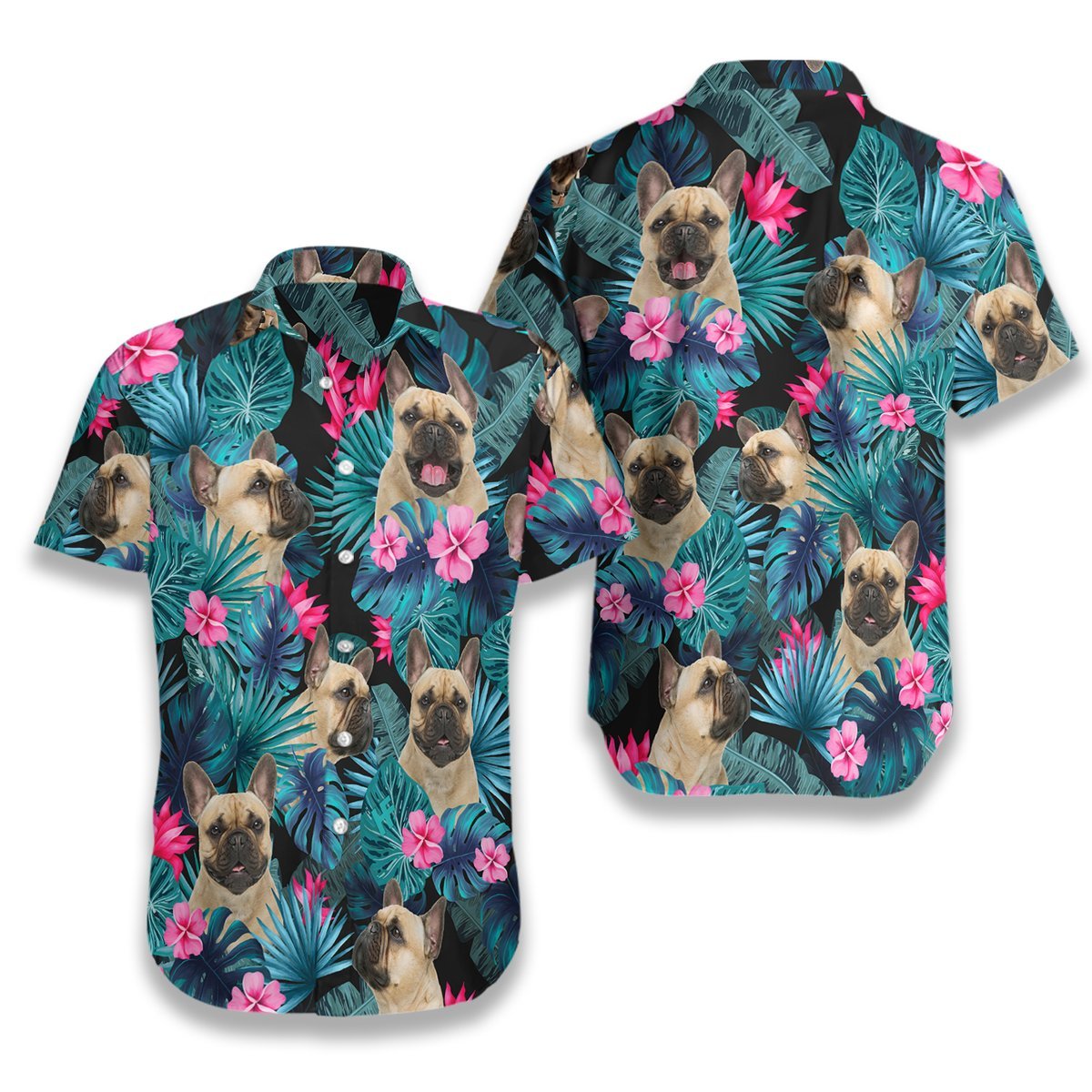 Tropical French Bulldog All Over Printed Hawaiian Shirt Ha90174