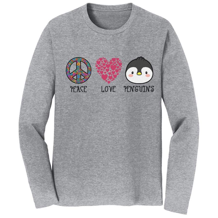 Peace Love Penguins – Adult Unisex Long Sleeve T-Shirt