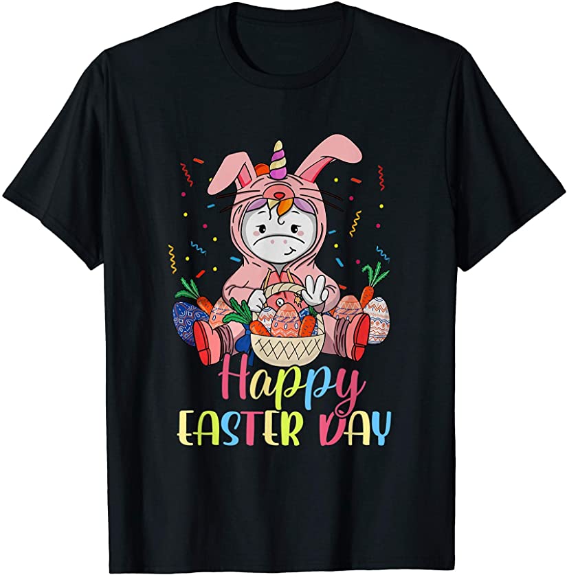 Cute Unicorn Love Happy Easter Bunny Egg For Men Women Kids T-Shirt