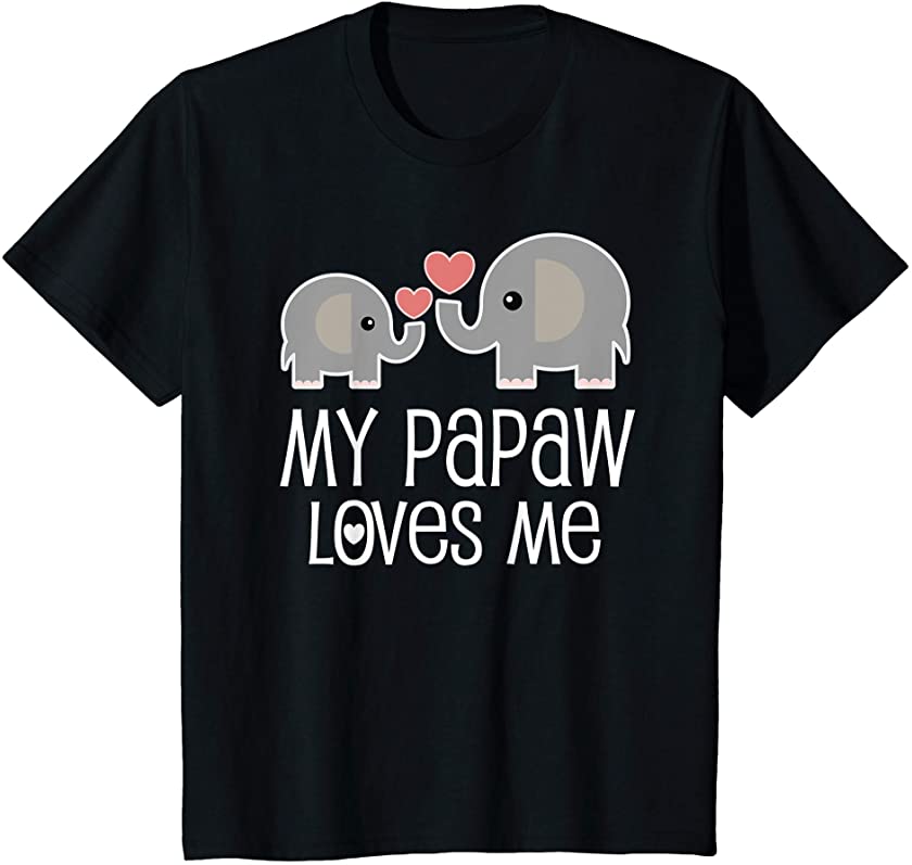 Kids My Papaw Loves Me Grandchild Elephant T-Shirt