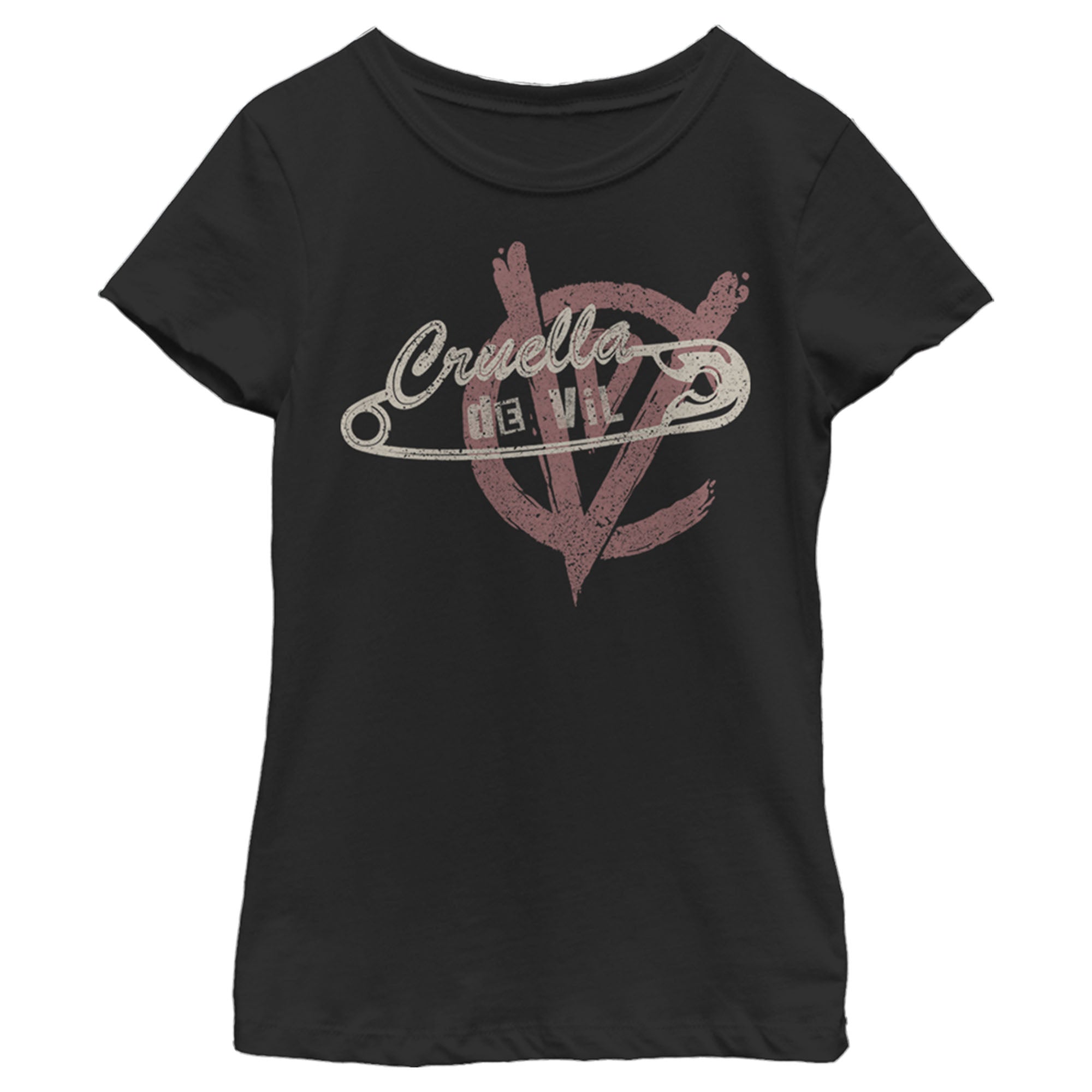 Cruella Girl’S Safety Pin Logo  T-Shirt