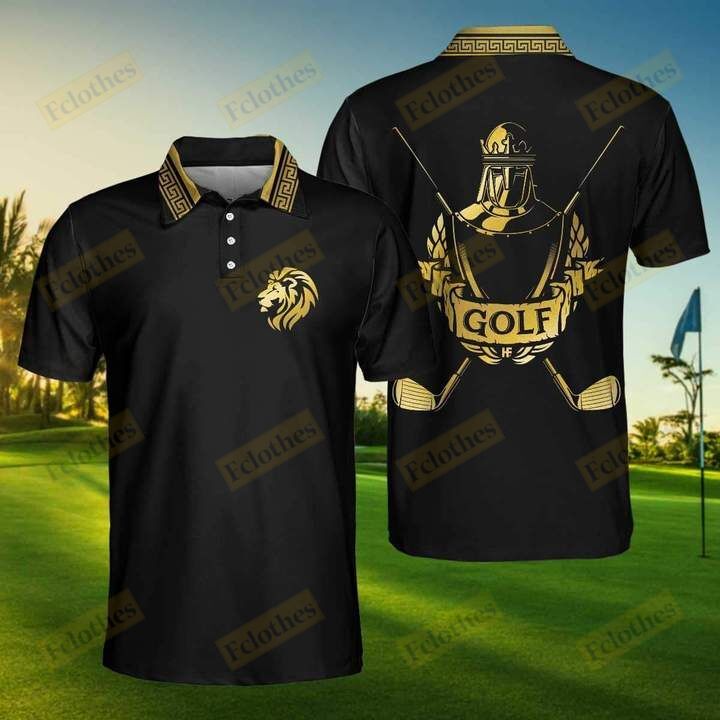 Unique Golf Shirt – Golf King Lion Golden Polo Shirt Gift Idea For Men