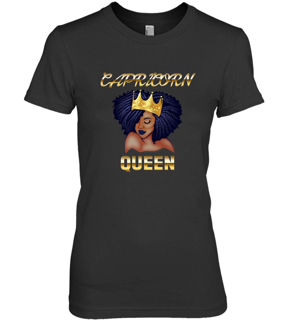 Capricorn Queen Born December January Black Queen Birthday Women’s Premium T-Shirt