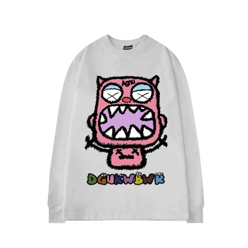 Winter Women’s Y2K Clothes White Beige Cute Demon Harajuku Sweatshirt Korean Cotton Streetwear Vintage Oversize Clothing For Men alx