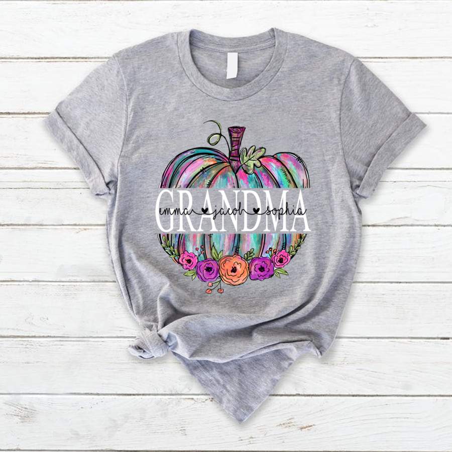 Personalized Grandma Pumpkin Kids Names – Halloween Shirt