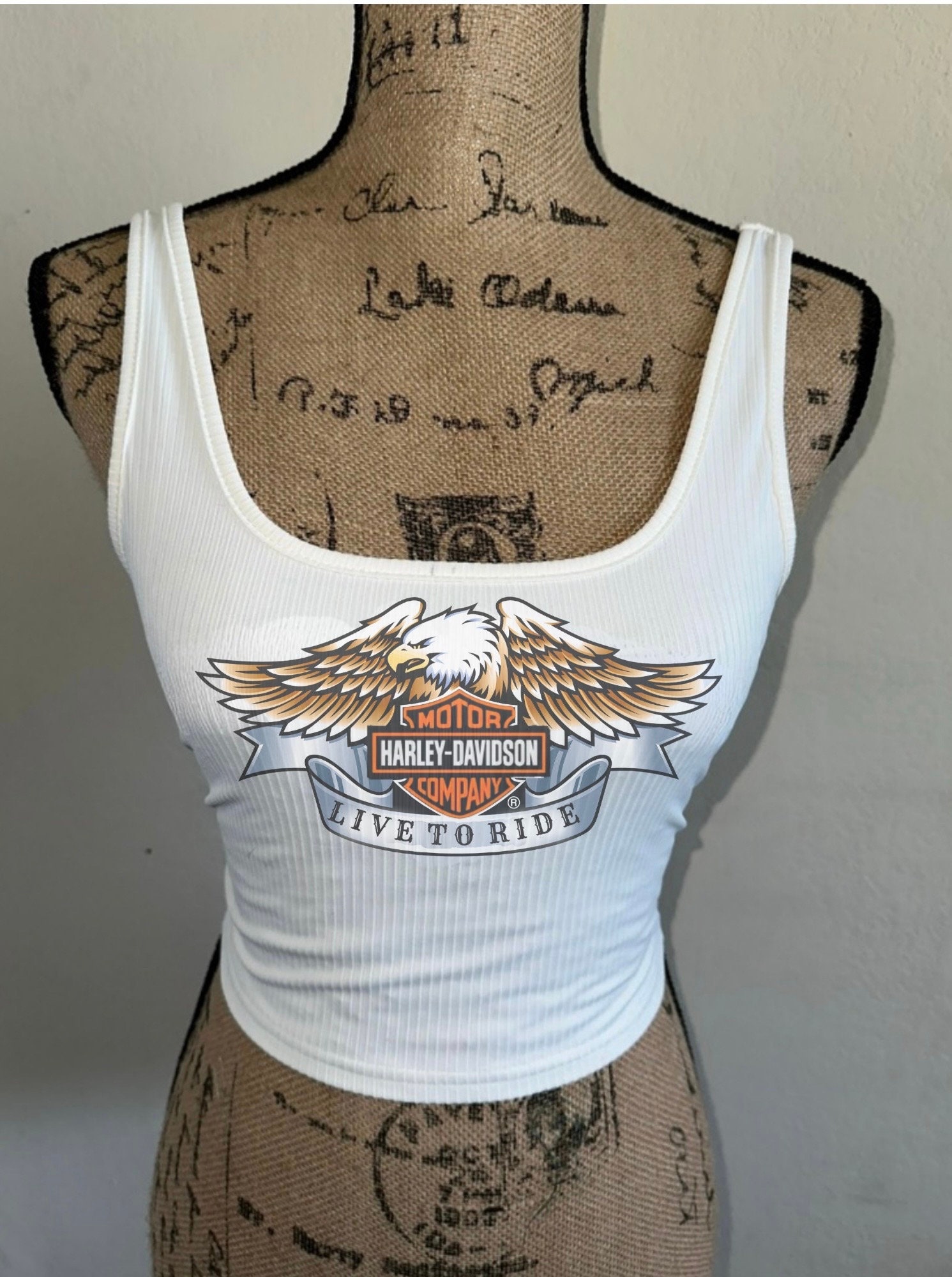 Harley Davidson Shirt, biker tank top, white summer crop top, graphic tee, vintage tshirt