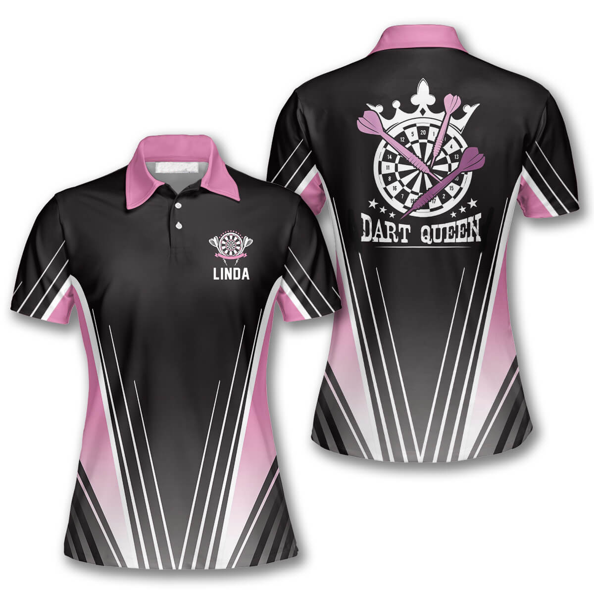 Dart Queen Black Pink Custom Darts Shirts For Women, Gift For Dart Player